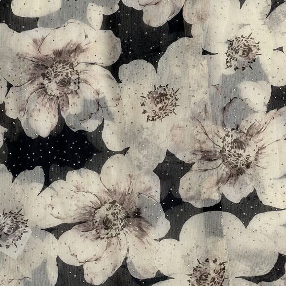 PAIGE Floral Sheer Tie Neck Blouse Women’s L Multi Romantic Swiss Dot - Picture 14 of 15